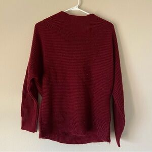 Red Off the Shoulder Long Sleeve Knit Sweater Top Shirt Winter Festive Comfy